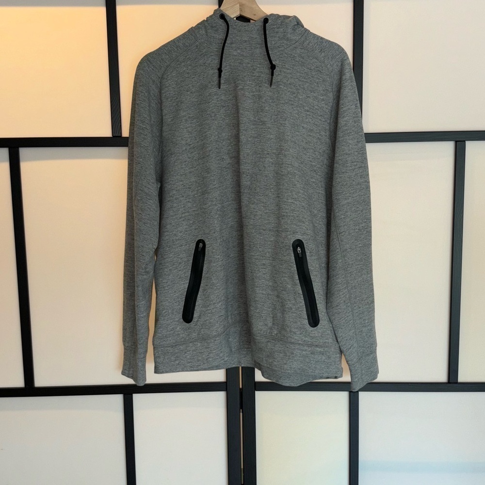 Zella Men’s gray pullover hoodie. Men’s Large. Zipper pockets